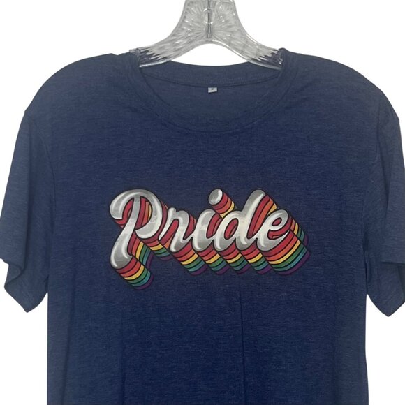 Pride Graphic Tshirt Womens Small Blue LGBTQ+ Rainbow - Picture 3 of 8